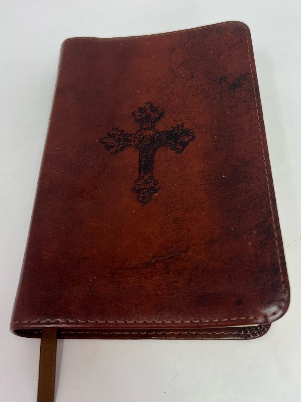 Crossway ESV Compact Holy Bible – Brown Leather-Style Cover with Embossed Cross